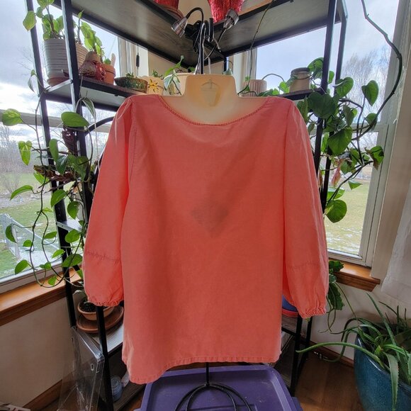 NEW Ava & Viv 4X Plus Coral Pullover Blouse puff Sleeve flowy Cotton NWT - Picture 7 of 9